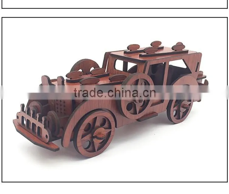 Luxurious classic cars Laser cutting wooden puzzle for kids