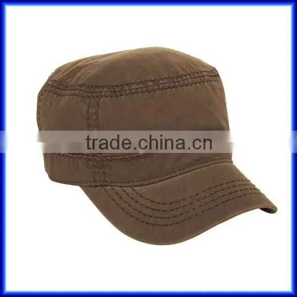 Brown washed cotton custom logo military cap/army cap hat