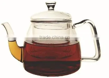 Heat resistant pyrex clear glass tea pot with glass filter with FDA