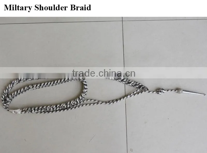 Metallic yarn silver military uniform braid
