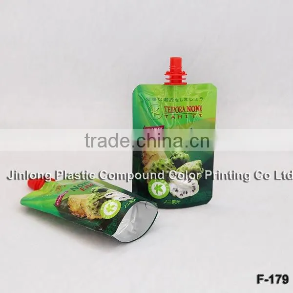 Customized colorful liquid stand up spout, pouch with spout