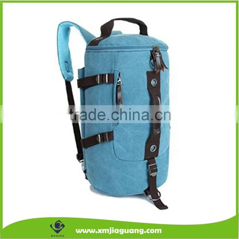 Unisex Canvas Multi-purpose Sport Bag, Barrel Backpack, Double Zipper Daypack