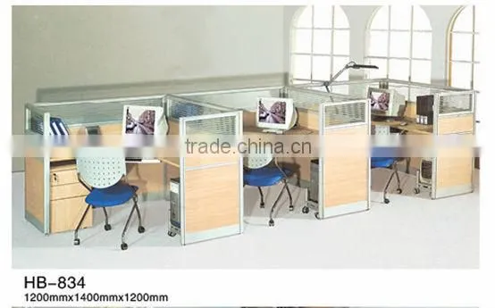 Wooden office desk staff cubicle computer workstation