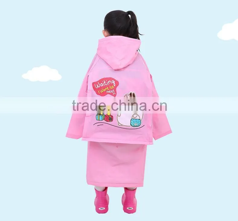 children cute cartoon animal print foldable raincoat with backpack place