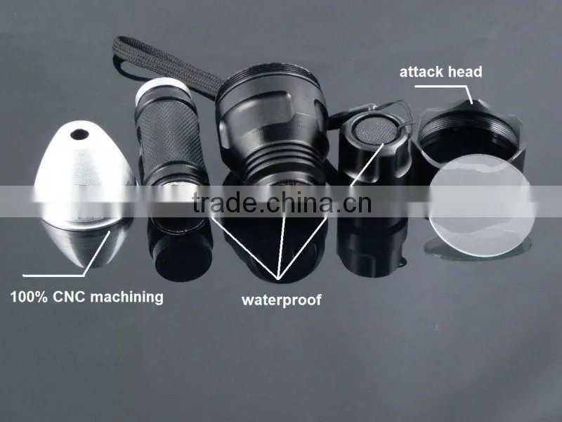classical 3.7v 10 watt rechargeable battery C8T6 1600 lumen led rechargeable flashlight