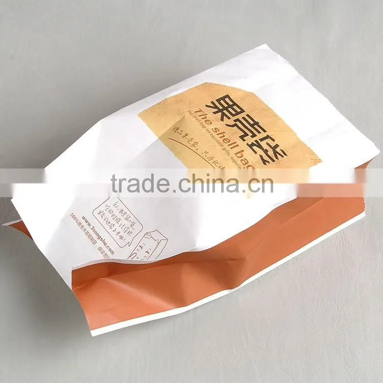 Exported foods paper packaging bag with simple printing for nuts , peanuts , and melon seeds etc