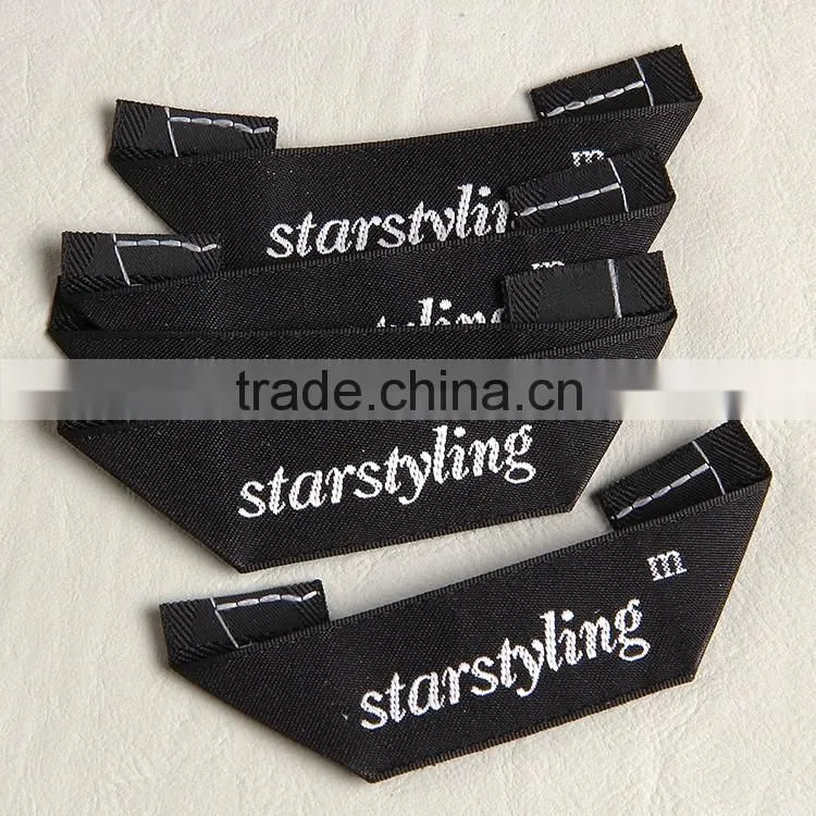 Custom unique triangle folded weaving neck label size label for women's spring suit