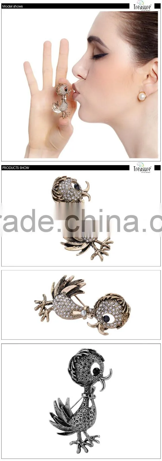 2015 new products New model with high quality Duck rhinestone brooch for vintage jewelry