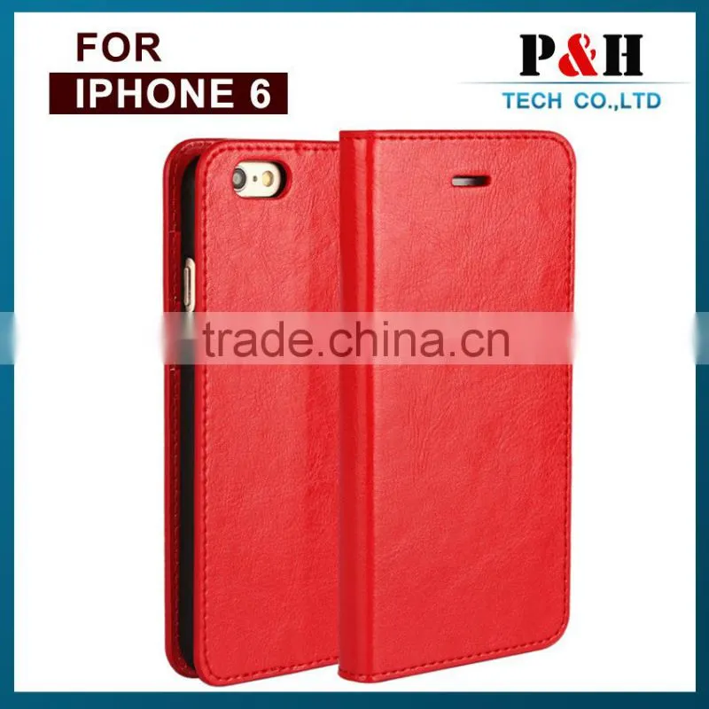 top quality color phone case,FOR IPHONE 6 LEATHER CASE ,genuine cow leather wallet for apple 6