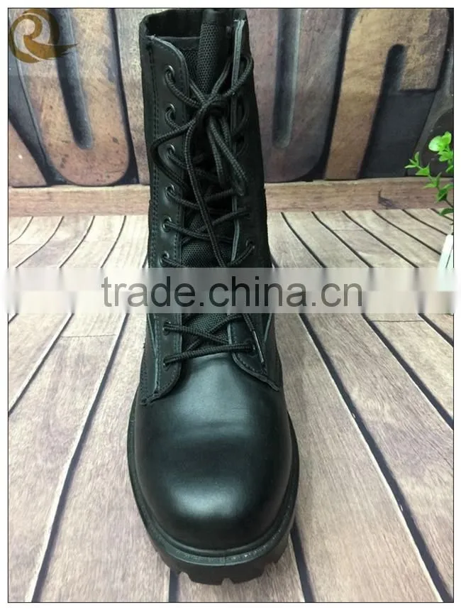 Wholesale black leather combat military police tactical boots for man