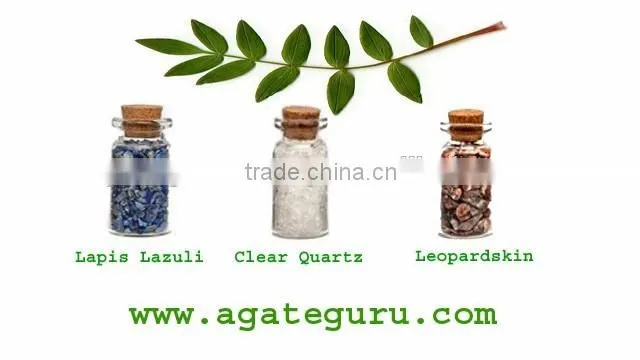 Lapis Lazule, Clear Quartz, Leopardskin Bottles set : Gemstone Bottle