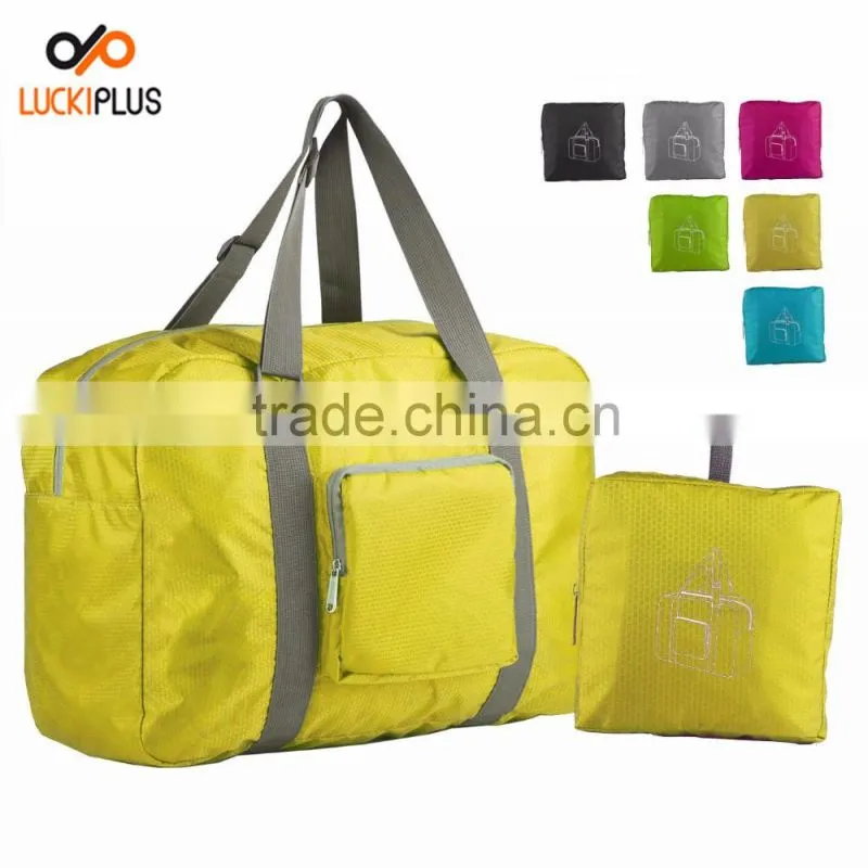 Luckiplus Foldable Travel Duffel Bag Luggage Sports Gym Water Resistant Nylon Black