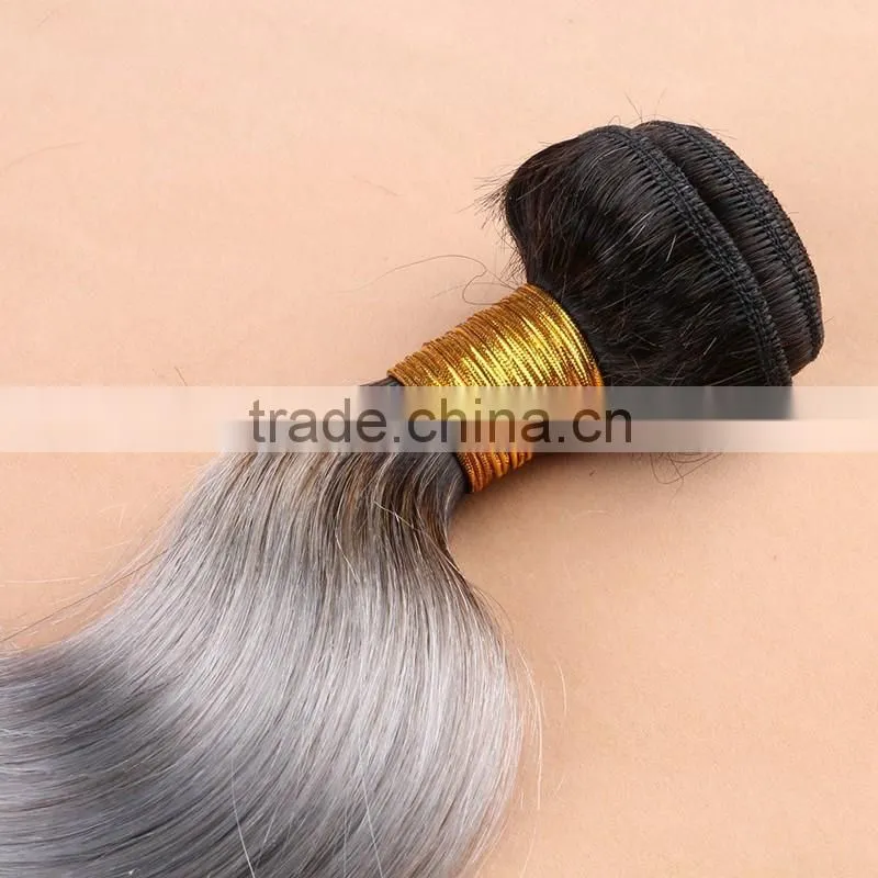 grey and black ombre hair extensions laser hair removal machine 100% Peruvian hair