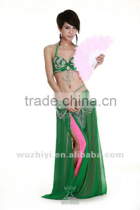 Belly Dance Accessories, Black Belly Dance Turkey Feather Fan for Belly Dancer DJ1029