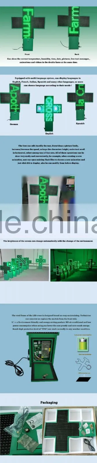 shenzhen good quality Double Side Led Cross led cross edit software Sign for pharmacy outdoor