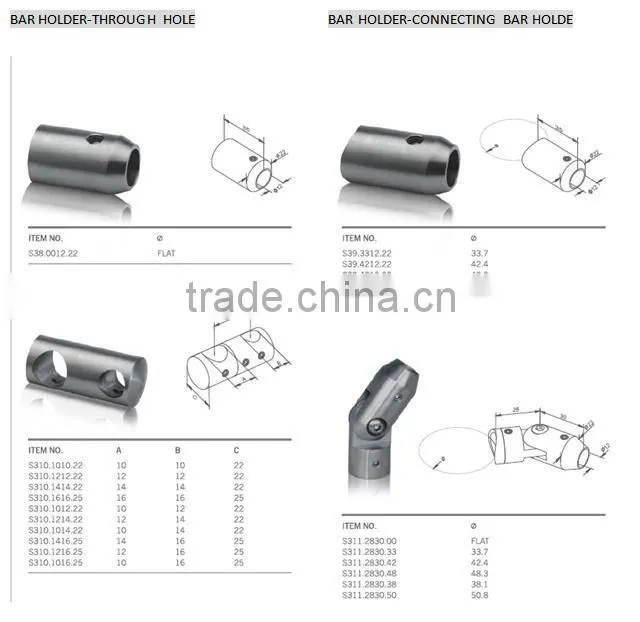 Stainless steel Bar Holder bar connector crossbar holder for Handrail