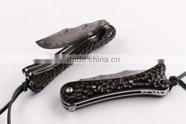 OEM Damascus steel blade hunting knife with G10 handle