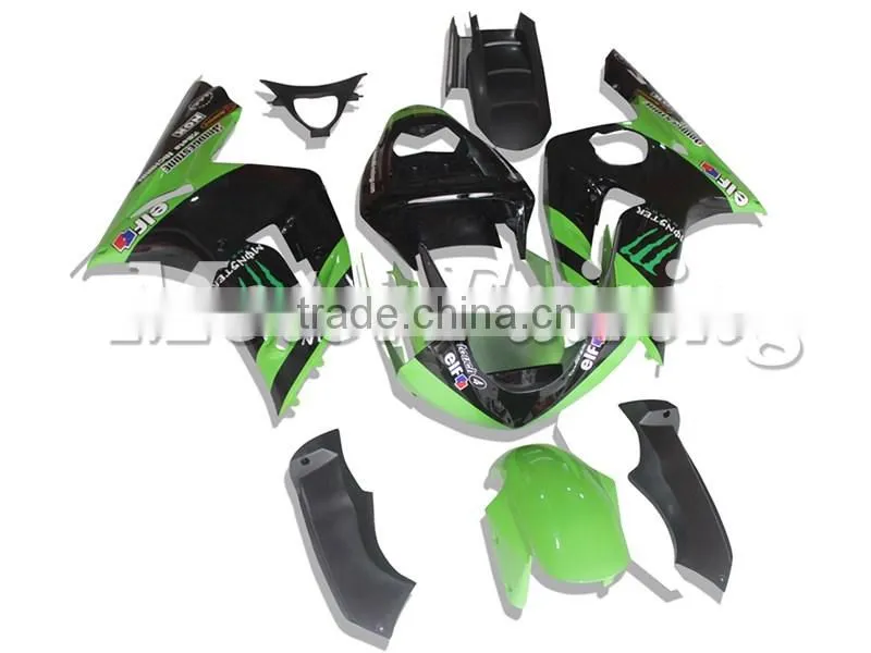 Green Black Fairing Kits for Kawasaki Ninja ZX6R 2003 2004 ZX 6R 03 04 ABS 100% Injection Mold Body Kits