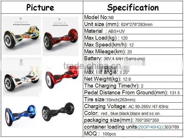 Rock Electric Hoverboard Plus Size Self Balancing Scooter 10 Inch 2 wheels smart electric skateboard