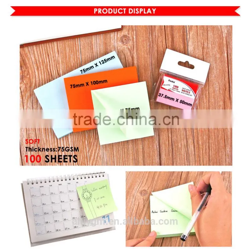 Hot Sale Soft Color Offset Paper Self-stick/Memo Notes Pad