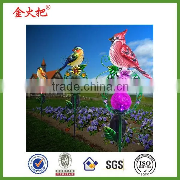 Metal bird welcome garden stake
