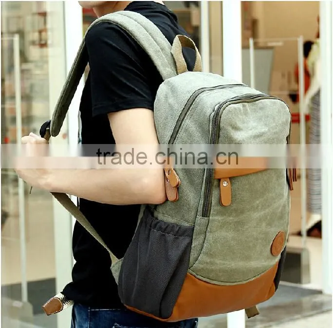 2015 Fashion Design Canvas Backpack cotton high school bags