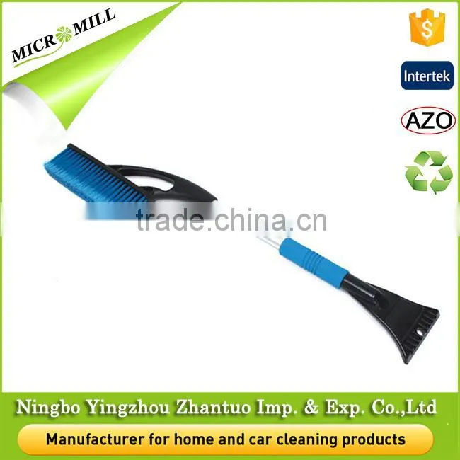 Red PP PVC soft bristle plastic mini snow brush with ice scraper