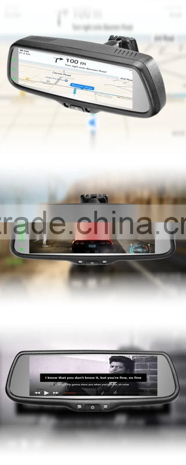 Germid Smart Rearview Mirror with Player and Wifi Mirror Link function