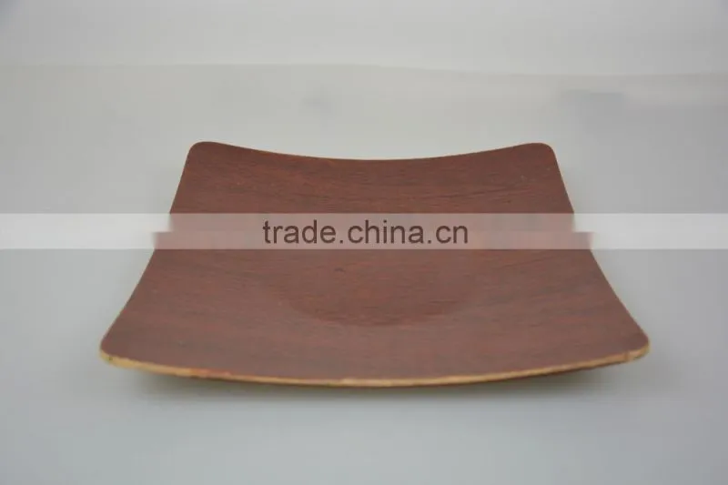 Bauble Red Brown Color China Square Shape Elegance Tea Pastries Gift Square Wooden Dinner Plate