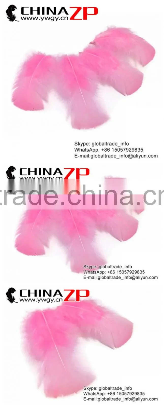 ZPDECOR Best Quality Plumage Cheap Dyed Candy Pink Turkey T-Base Body Feathers for Sale