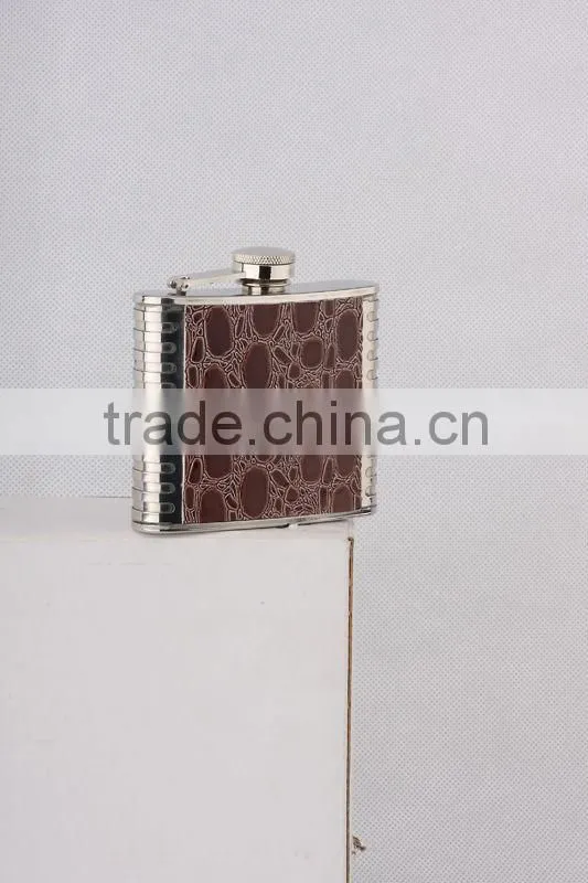 Deluxe stainless steel /leather Hip flask/e pot/bottle steel