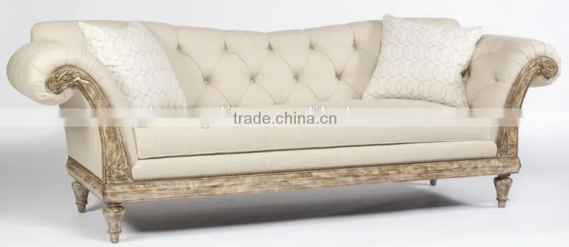 French style luxury furniture living room sofa white handcrafted tufted sofa