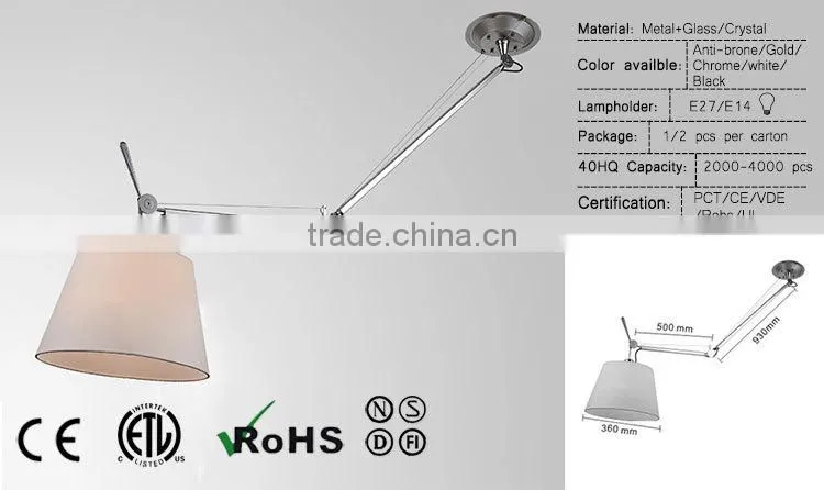 modern ceiling foldable stainless fabric shade desk lamp