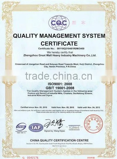 Great Wall Sand/Rock Crusher Plant(ISO9001:2008)