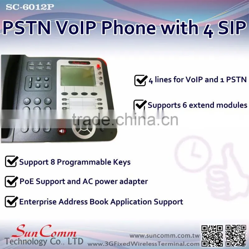 SC-6012P with 4 SIP line both VoIP and PSTN networking PSTN IP Phone