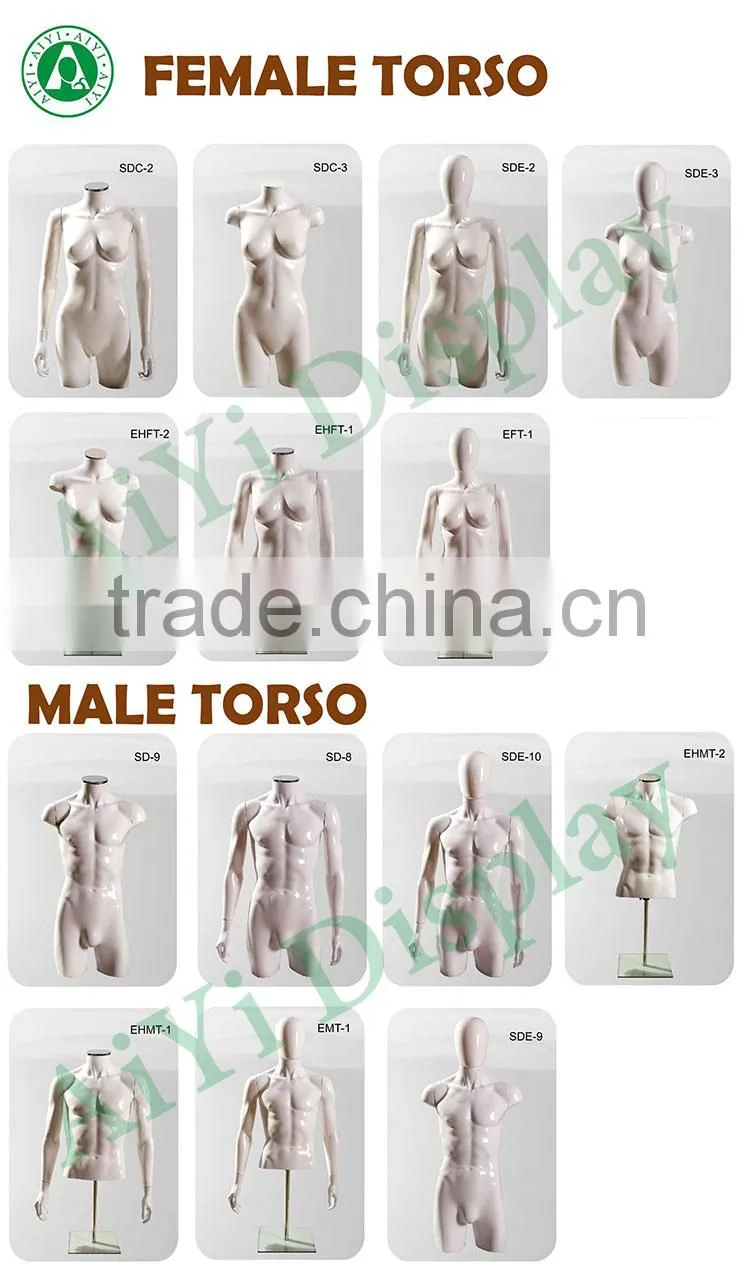Durable white female half-body white mannequins