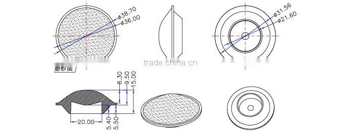 35mm Above COB Lens 60 degrees for Imitation lumens LED COB XPE/XBD/XPG (Ilenstech01ED-DBxxF)