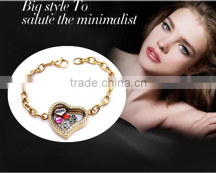best selling heart bracelets lockets stainless steel