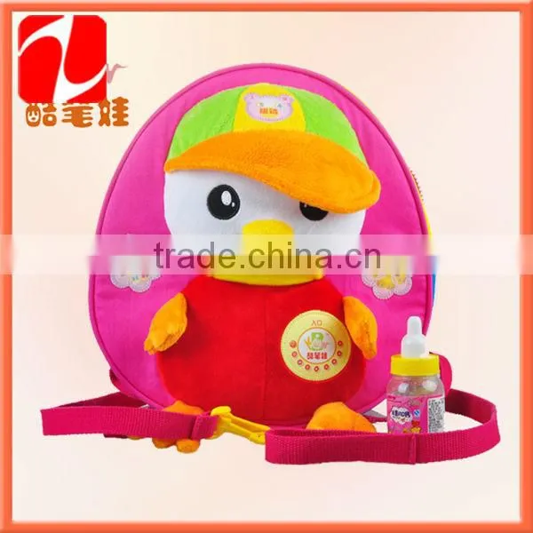 Lovely practical educational Kids school bag with wheels for girls plush child schoolbag