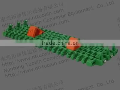 IS615 Radius Flush Grid Plastic Modular Belting With Pop-up Flights