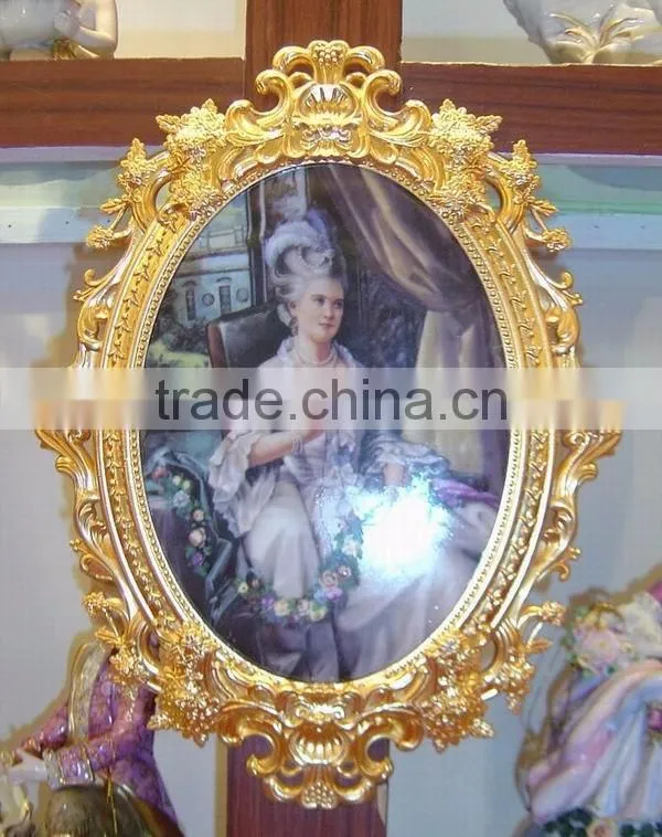 Home Brass Mounted Wall Ceramic Painting Mural, Decorative Ceramic Art Fresco