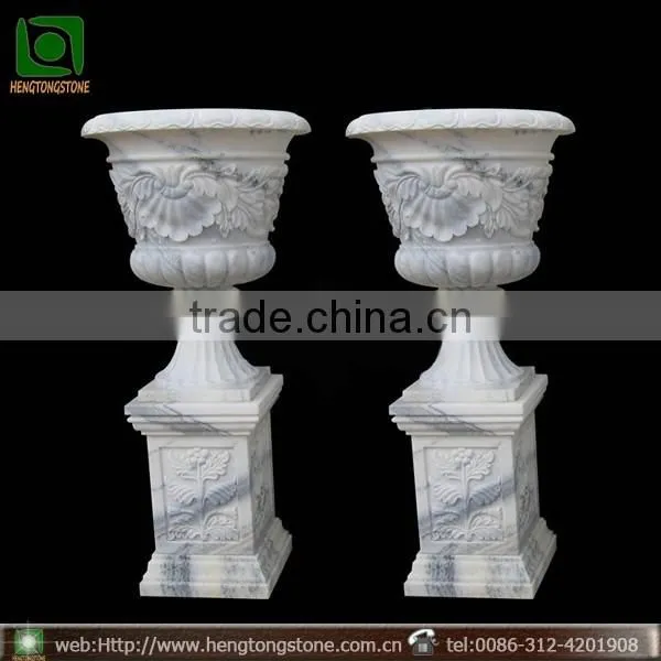 Large White Stone Carved Garden Flower Pot