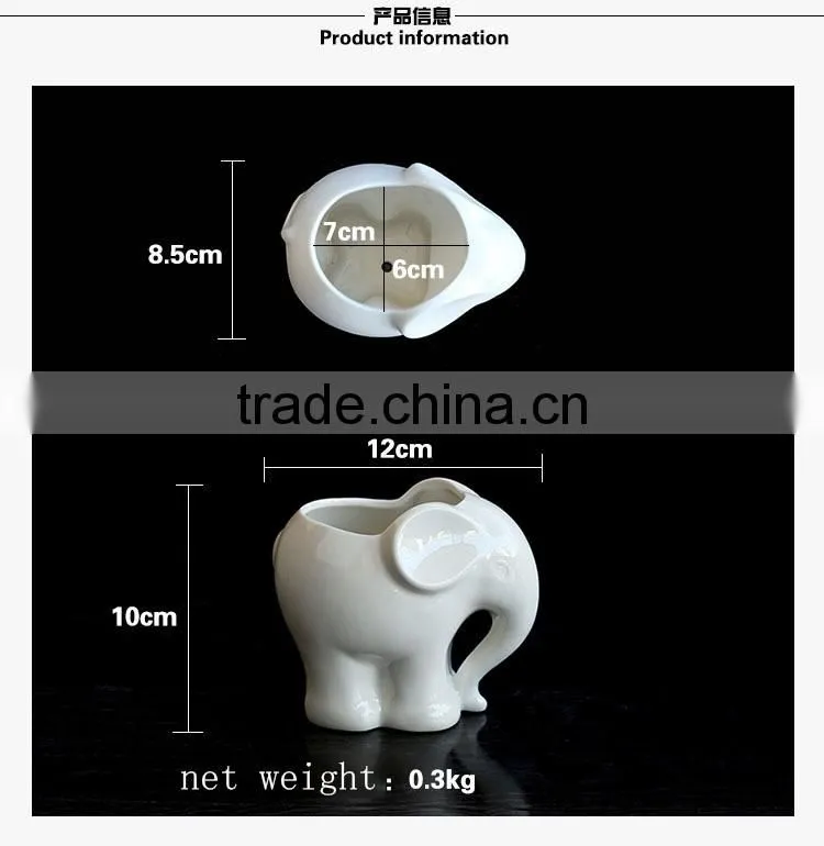 Garden decor elephant shaped animal flowr pot small cute ceramic pot for plants