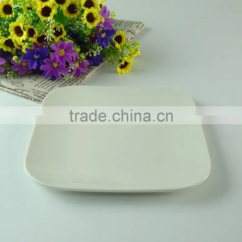 Whole bulk cheap white square ceramic dinner plate for home use