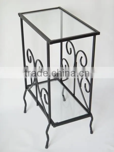 Living room Scrolled Iron and Glass magazine table sofa side table