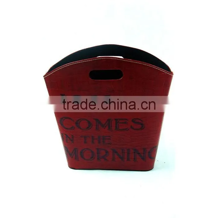 Red Eco-friendly Faux Leather Magazine Holder Bin Gift Basket