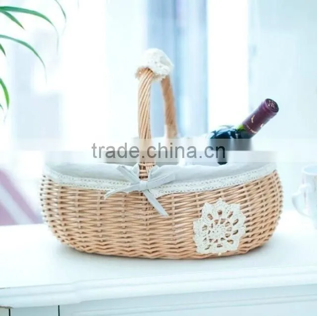 Hot sell new oval empty gift wicker fruit basket