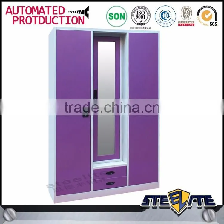 Metal locker wardrobe two doors steel locker with mirror