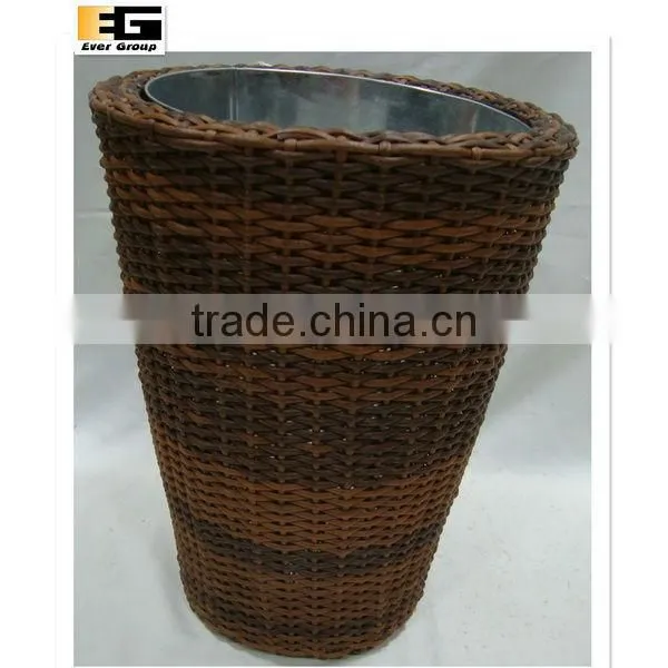 round rattan woven garden tub w/metal