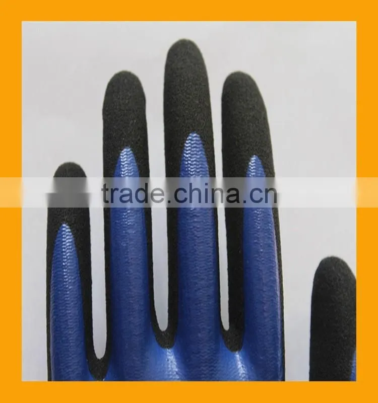 Black Sandy Nitrile Double Dipped Gloves Smooth Nitrile Full Dipped Gloves